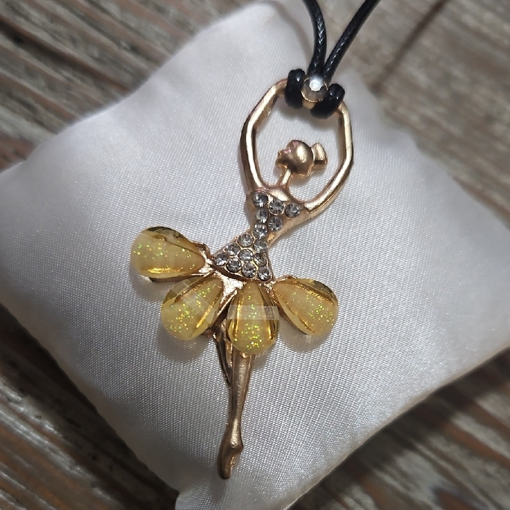 Elegant Goldenrod Ballerina Pendant Necklace